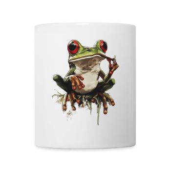 Frosch mit Joint und roten Augen - Weed Frosch - Tasse - Weiß - Vorne