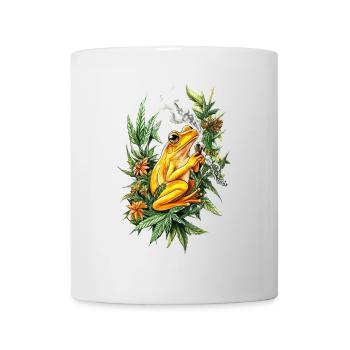 Grenouille jaune avec joint dans la jungle - Weed Frog - Mug blanc - blanc - Devant