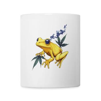 Gelber Frosch mit Rauchwolke - Weed Frosch - Tasse - Weiß - Vorne