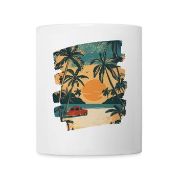 Sommer Palme Sonnenuntergang - Tasse - Weiß - Vorne