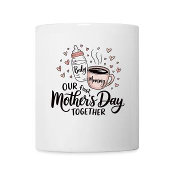 Unser erstes Muttertagsshirt Babyflasche & Kaffee - Tasse - Weiß - Vorne
