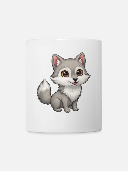 Animal Cartoon Wolf - Mug - white