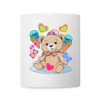 Glace Teddy Anniversaire Coeur Coeurs Enfant Enfants Bébé - Mug blanc - blanc - Devant