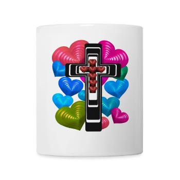 Kreuz Kreuze Jesus Herz Herzen - Tasse - Weiß - Vorne