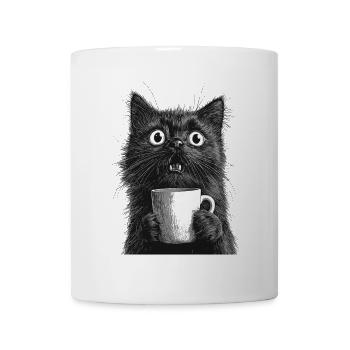 Shocked cat with coffee cup - Mug - white - Front