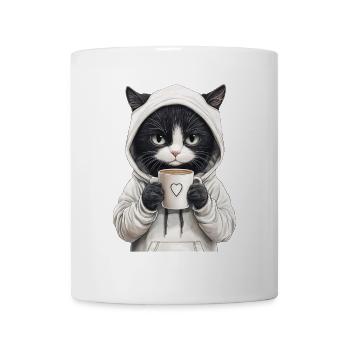 Cool cat with sunglasses & coffee - Mug - white - Front