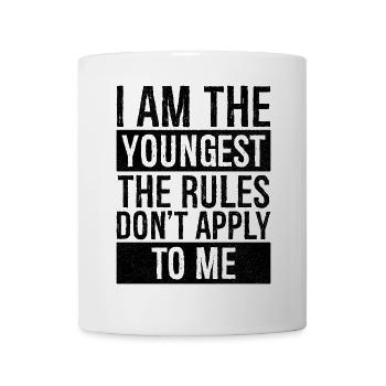 Je suis le plus jeune, les règles ne s’appliquent pas à moi - Mug blanc - blanc - Devant