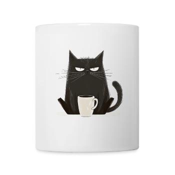 Chat avec du café - Style dessin animé - Mug blanc - blanc - Devant