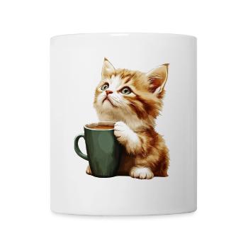 Cute kitten with coffee cup - Mug - white - Front