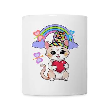 Chat Chats Enfants Enfant Bébé Coeur Coeurs - Mug blanc - blanc - Devant