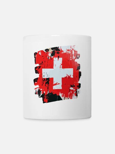 Schweizer Flagge Schweiz - Tasse - Weiß