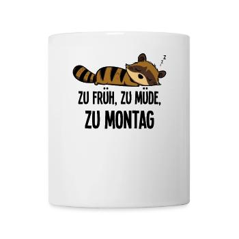 Matin, raton laveur , trop tôt, trop fatigué le lundi - Mug blanc - blanc - Devant