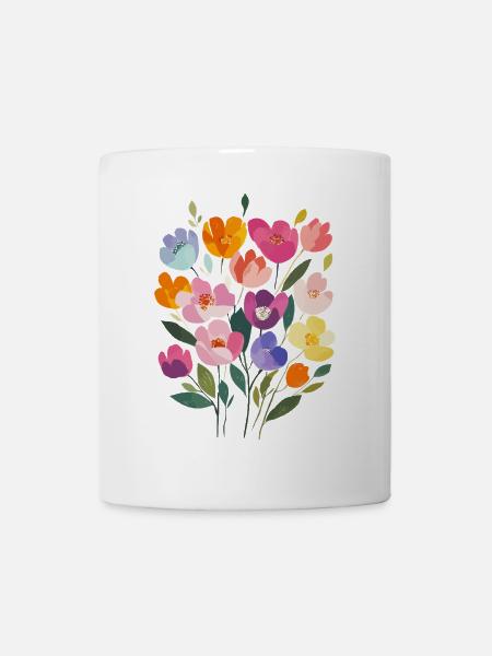 Matisse inspiriert: Farbenfroher Blumenstrauß - Tasse - Weiß
