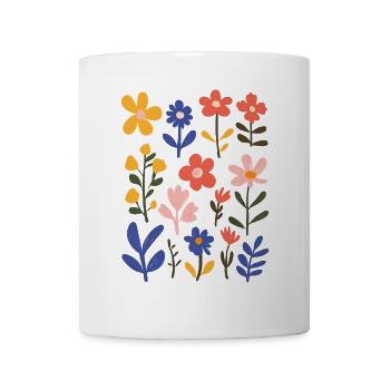 Matisse inspiriert: Fröhliches Blumenmuster Bunt - Tasse - Weiß - Vorne