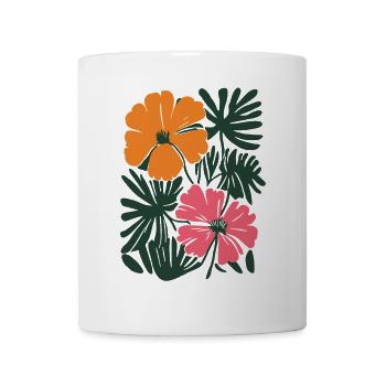 Matisse inspiriert: Florales Muster in Orange Pink - Tasse - Weiß - Vorne