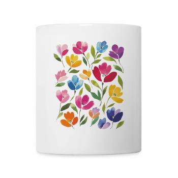 Matisse Inspired: Colorful Flowers Watercolor Retro - Mug - white - Front