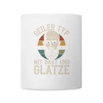 homme avec barbe et tête chauve porteur de barbe - Mug blanc - blanc - Devant
