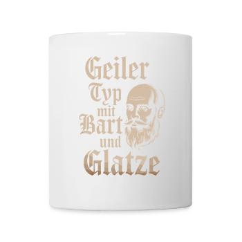 Geiler Typ Mit Bart & Glatze Glatzkopf Bartträger - Tasse - Weiß - Vorne