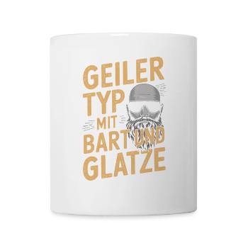 Geiler Typ Mit Bart & Glatze Glatzkopf Bartträger - Tasse - Weiß - Vorne