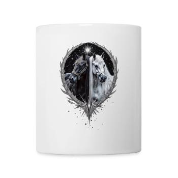 Zwei Pferde, Freunde fürs Leben, Geschenk - Tasse - Weiß - Vorne