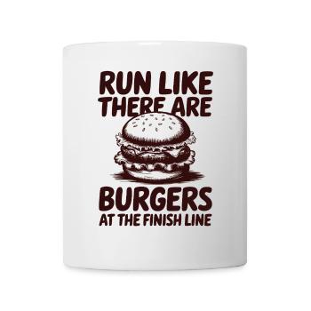 Laufen Wie Ein Marathonläufer, Burger Am Ziel - Tasse - Weiß - Vorne