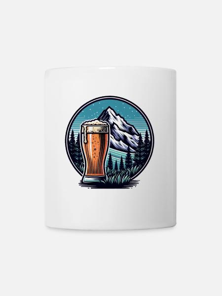 Bergblick mit Bierglas - Tasse - Weiß