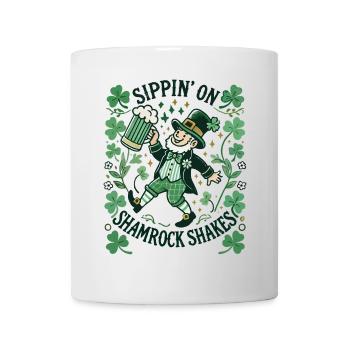 Siroter des shakes Shamrock pour la Saint-Patrick - Mug blanc - blanc - Devant