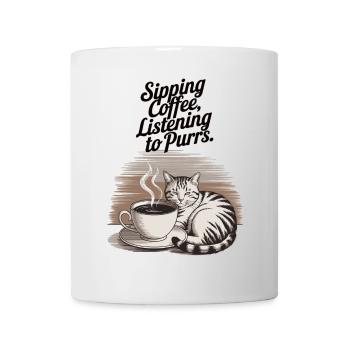 Coffee & cat, relaxation with purring cat - Mug - white - Front