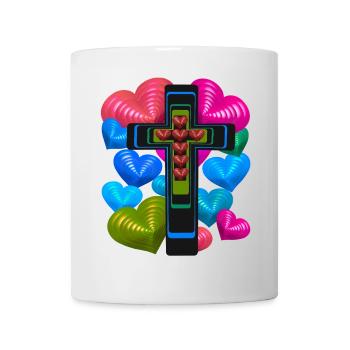 Kreuz Kreuze Herz Herzen Jesus - Tasse - Weiß - Vorne