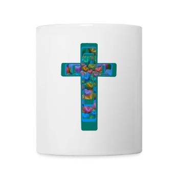Kruzifix Kreuz Kreuze Herzen - Tasse - Weiß - Vorne