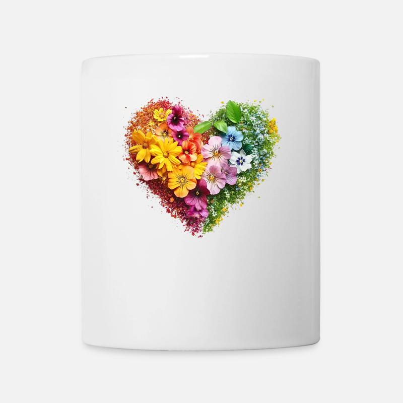 Cœur de fleur aux couleurs de l’arc-en-ciel - Splendeur florale - Mug blanc - blanc