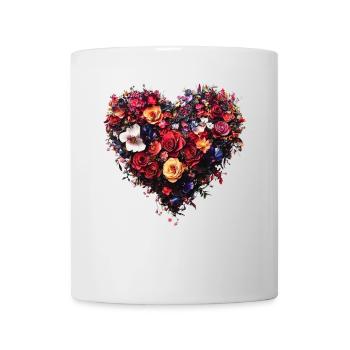 Herz aus satten Blüten - Üppige Blumenpracht - Tasse - Weiß - Vorne