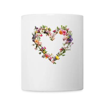 Cœur de fleurs délicates Fleurs printanières - Mug blanc - blanc - Devant