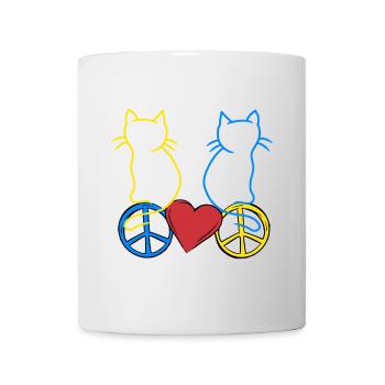 Cats, Peace, Heart, Peace, Ukraine, Retro - Mug - white - Front