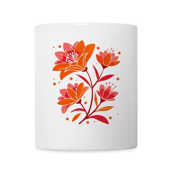 Belles fleurs rouges avec des feuilles printanières - Mug blanc - blanc - Devant