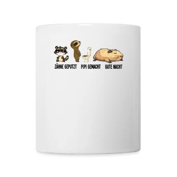 Gute Nacht Waschbär Faultier Capybara Schlafshirt - Tasse - Weiß - Vorne