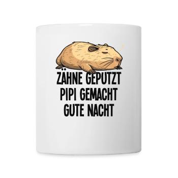 Capybara Zähne Geputzt Gute Nacht Pyjama Geschenk - Tasse - Weiß - Vorne