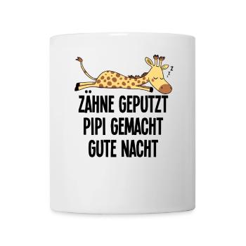 Giraffe Funny Sleeping Motif Teeth Brushed Night - Mug - white - Front