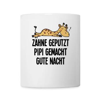 Humorvolle Schlaf Giraffe Zähne Geputzt Geschenk - Tasse - Weiß - Vorne