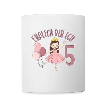 Chemise d’anniversaire princesse enfin 5 ans fille - Mug blanc - blanc - Devant