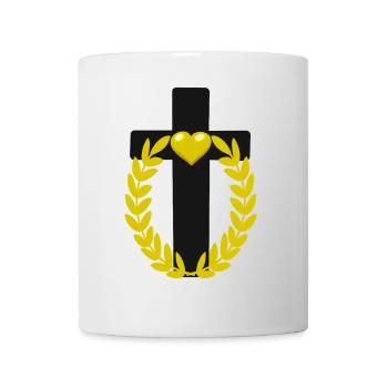Kreuz Jesus Kreuze Herz Herzen Messias - Tasse - Weiß - Vorne