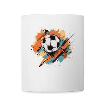 Stylish football with splashes of colour Orange Turquoise - Mug - white - Front