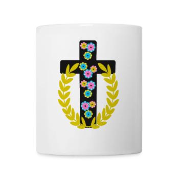 Kreuz Jesus Kreuze Blumen - Tasse - Weiß - Vorne