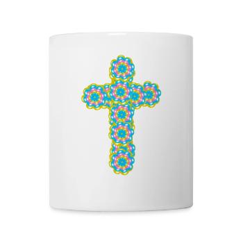 Kreuz Jesus Kreuze Blumen - Tasse - Weiß - Vorne