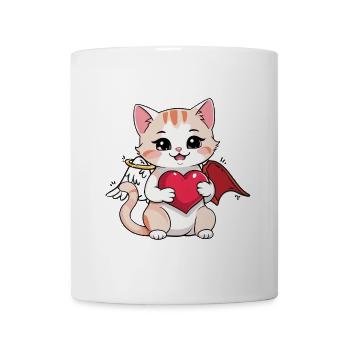 Cats, Occult, Spiritual, Cat, Heart, Angel, Devil - Mug - white - Front