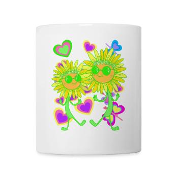 Sunflower Flower Heart Retro 80s 90s Kids - Mug - white - Front