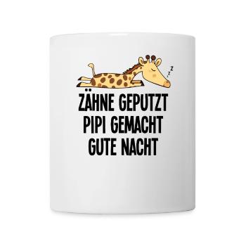 Giraffe Gute Nacht Witzig Zähne Geputzt Geschenk - Tasse - Weiß - Vorne