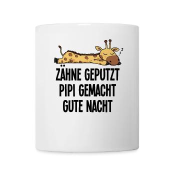 Teeth brushed humorous giraffe good night motif - Mug - white - Front