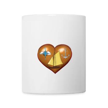 Voilier Coeur Boussole Marin Maritime - Mug blanc - blanc - Devant