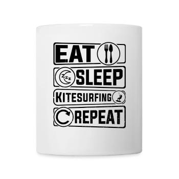 Eat Sleep Kitesurfing Repeat - Kiteboarding - Mug blanc - blanc - Devant